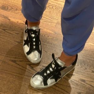 COPY - REAL Golden Goose Silver & Black Sneakers